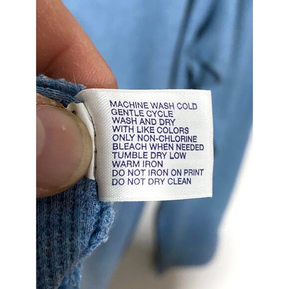 Gap Vintage Fall 2008 Waffle Knit Long Sleeve Light Blue Shirt Mens XL Stretch - Picture 7 of 7